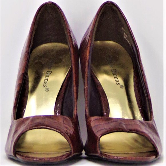 PIERRE DUMAS 7M brown ultra-high open-toe pumps - Picture 7 of 16